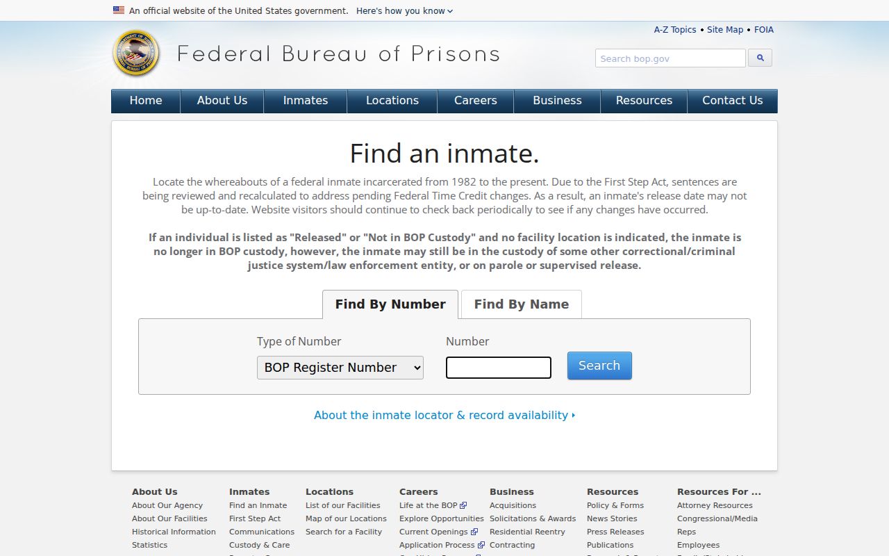 Federal inmate locator for custody beyond Deuel County arrest records