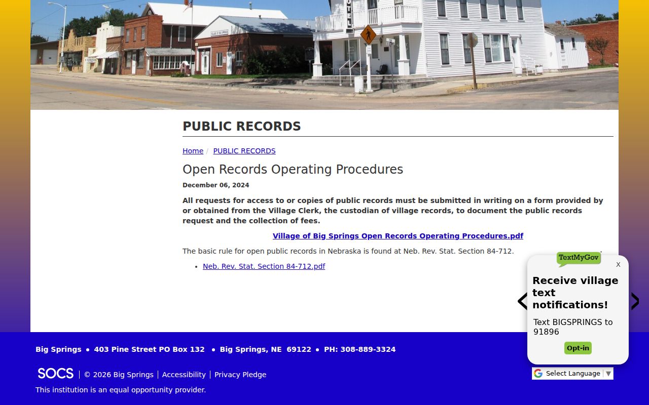 Big Springs public records request source for Deuel County record checks