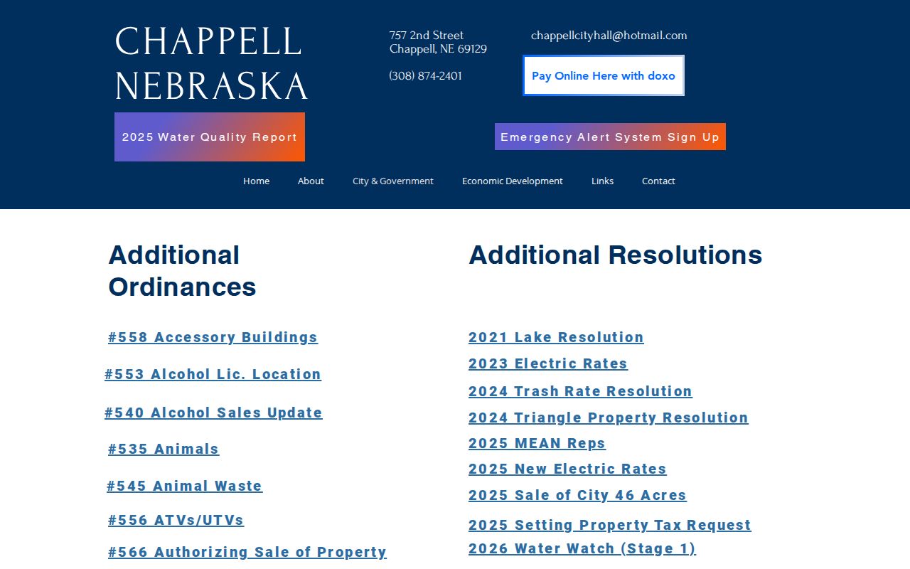 Chappell ordinance index for local criminal record searches in Deuel County