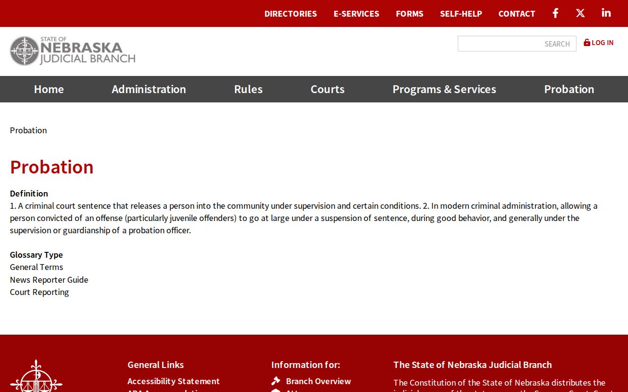 Nebraska probation administration source for Chappell criminal court records