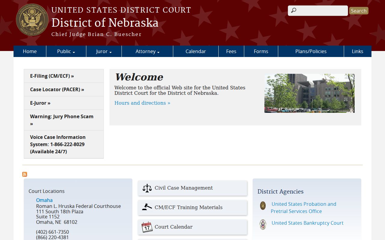 District of Nebraska federal criminal court information for Deuel County