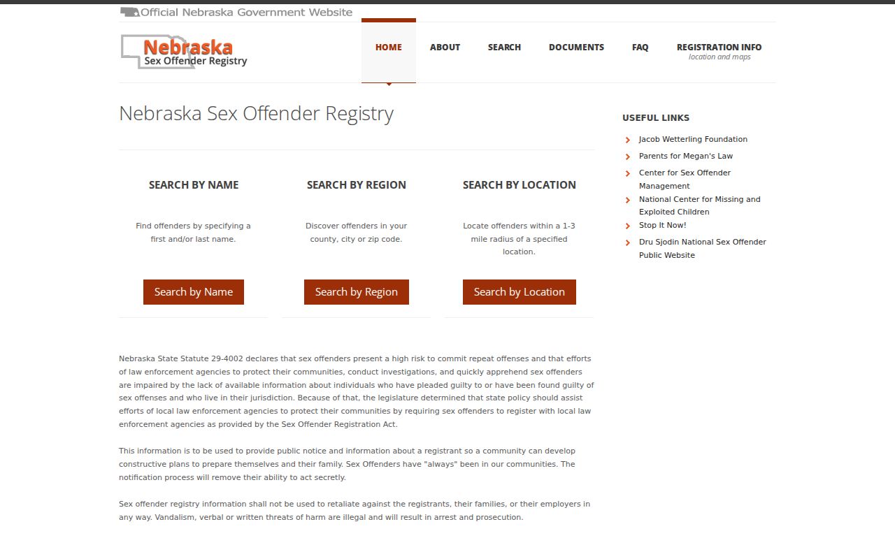 Nebraska registry choices for a Deuel County sex offender check