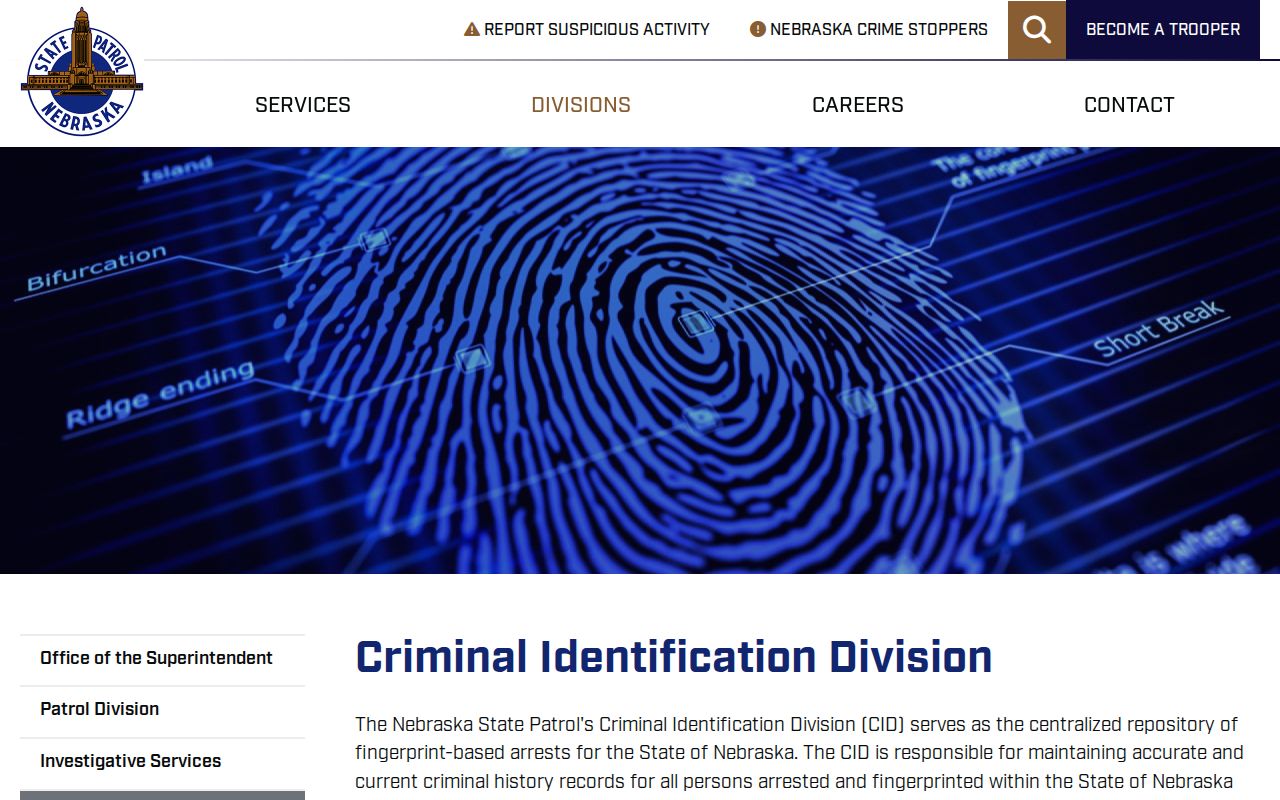 Deuel County criminal records Nebraska fingerprint repository